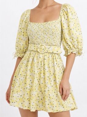 For Love and Lemons Dress Size Medium Cottagecore Puff Sleeve Smocked Sundress